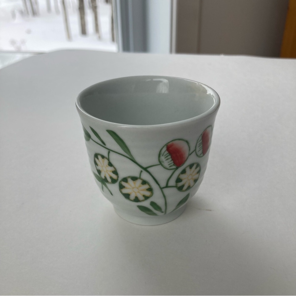 World Market Small Floral Mug Green and Red China Replacement
